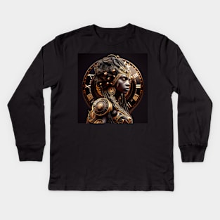 Afro Futuristic Zodiacs-Virgo Kids Long Sleeve T-Shirt